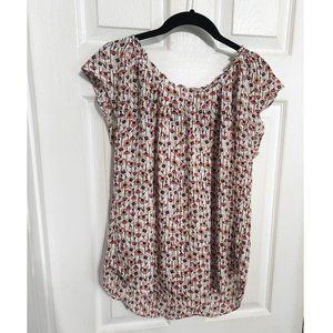 Pleated Floral Swing Blouse